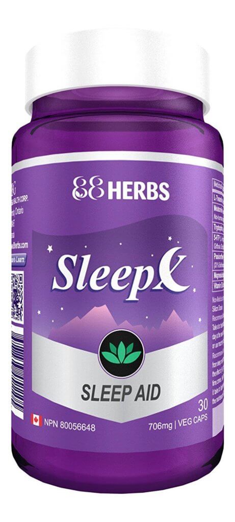 front of Sleep-X bottle on white background