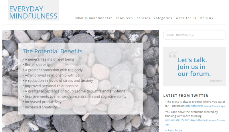 Everyday Mindfulness website landing page