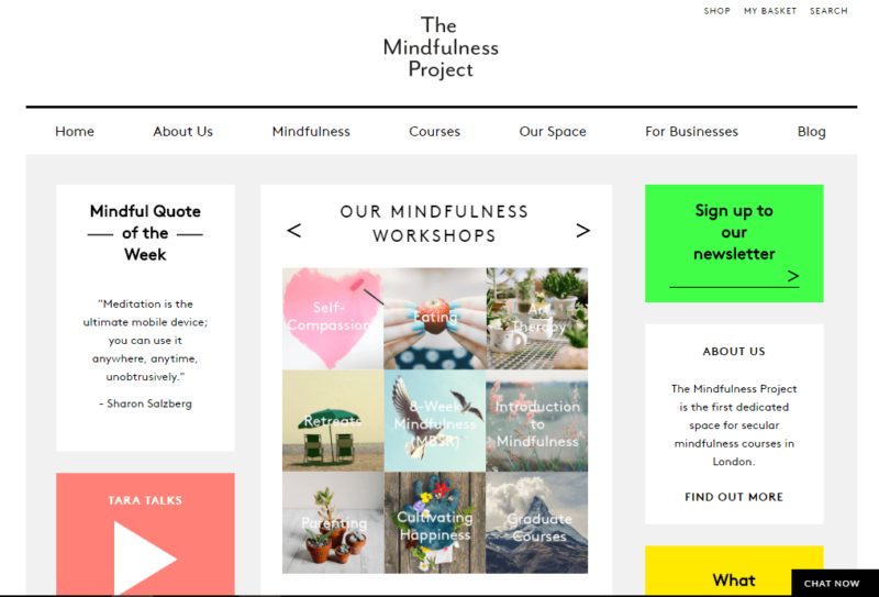 The Mindfulness Project website landing page