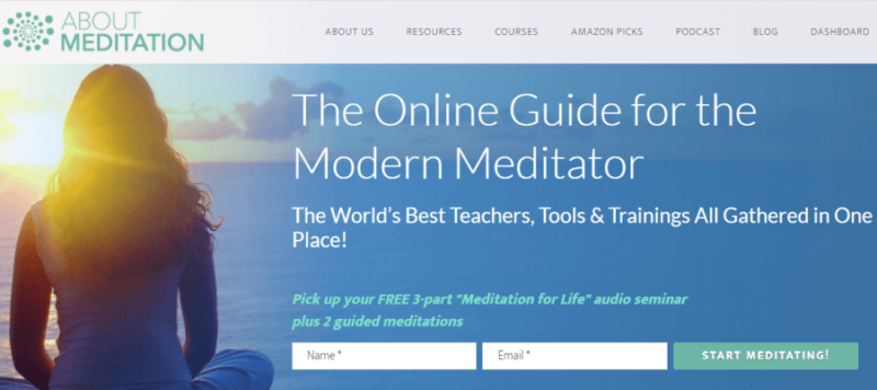 About Meditation website front page