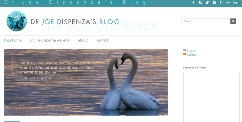 The homepage of Dr Joe Dispenza's blog