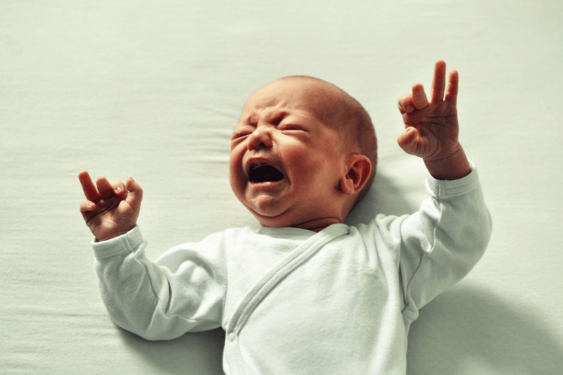 A crying baby awoken at night