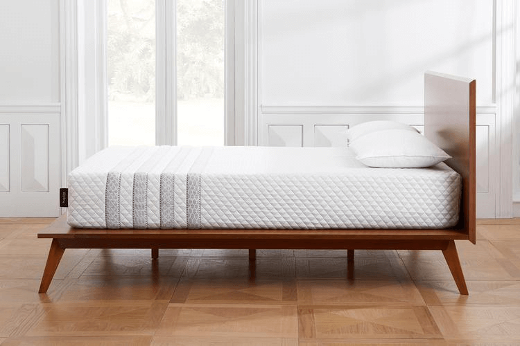 Leesa Sapira mattress side view on wooden bed frame