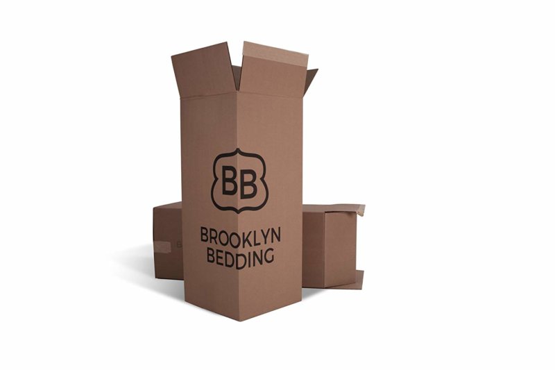 Brooklyn Bedding delivery boxes on white background