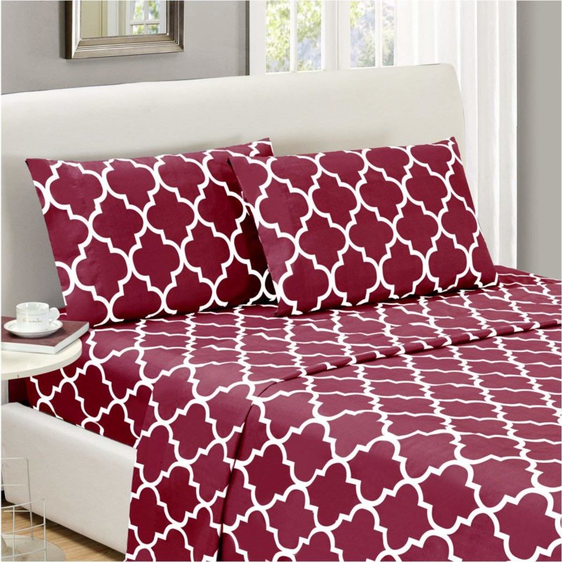 Mellanni Bed Sheet Set in a red print